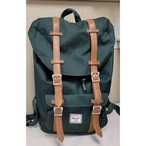 Herschel Little America Backpack Green Brown Leather